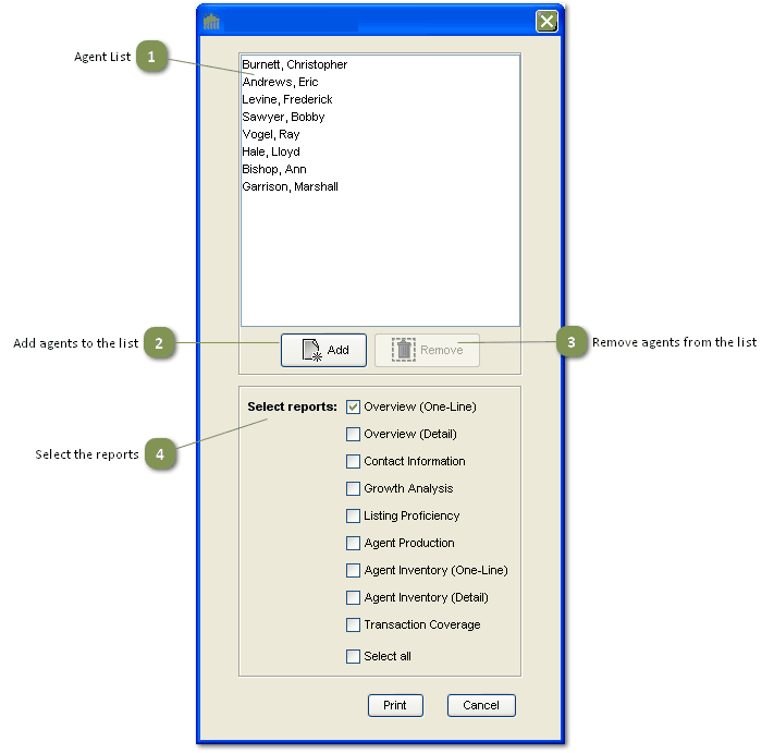 Proficiency Metrics File Menu Print